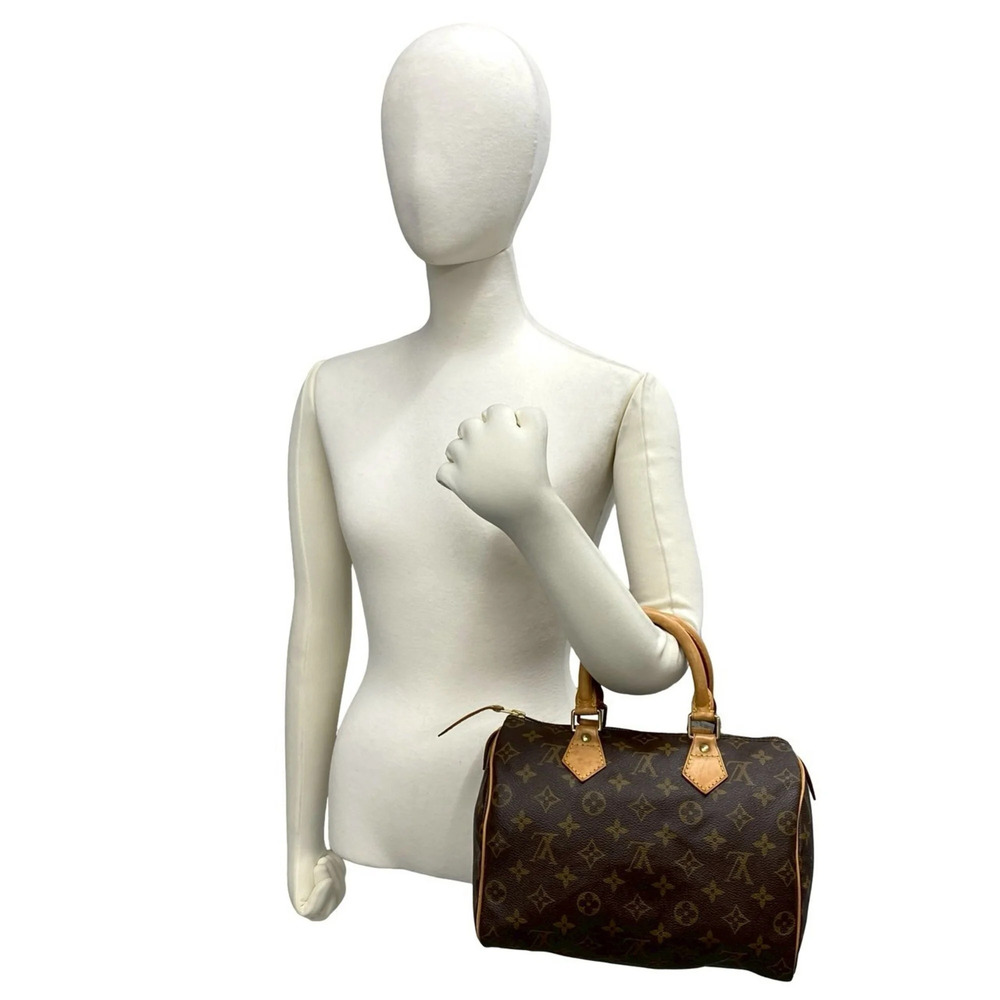LOUIS VUITTON Vintage Brown Monogram Leather Speedy 25 Boston Bag - Picture 2 of 10